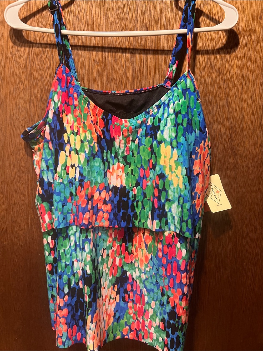 St. John’s bay Colorful Abstract Print tiered Tankini Top - Multicolor